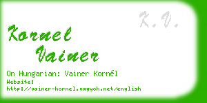 kornel vainer business card